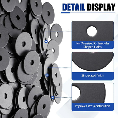 Detail of Beefy 200 Piece Zinc Fender Washer Set 0.25 Inch By 1.25 Inch 1 Millimeter Thick with zinc-plated finish