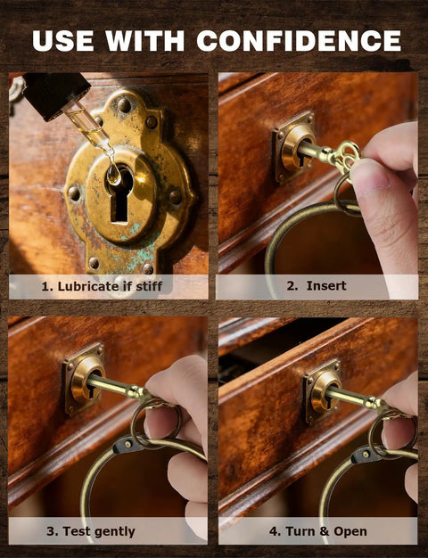Steps to use Universal Skeleton Key Set 20Pcs For Antique Locks on a vintage cabinet lock