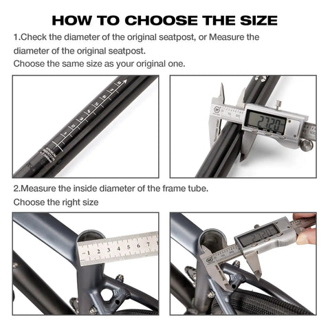Instructions for measuring Suspension Bicycle Seat Post With Coil Spring For Comfort Fit 27.2mm 30.9mm 31.6mm Diameters