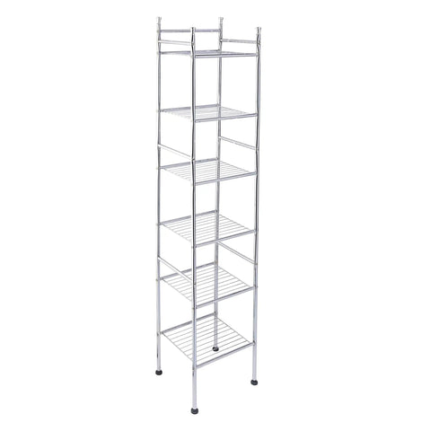 Epic Space Saving Chrome 6 Tier Bathroom Tower Shelf Freestanding Wire Storage Rack For Small Bathrooms 12.6 X 11 Inch Footprint