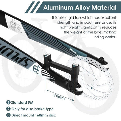 Detail of Beefy Rigid Mountain Bike Front Fork For 26 And 27.5 Inch Wheels Aluminum Alloy One And One Eighth Inch Threadless