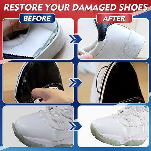 Clear Shoe Repair Glue 30ml Waterproof Adhesive for Boots Sneakers Heels Hiking Shoes and Leather Industrial Grade Bond That Fixes Cracks Debond and Loose Soles Fast in before and after use demonstration