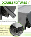 Outdoor Patio Table And Chair Set Cover Waterproof Large Grey Shield For 5 To 7 Piece Sets Fits 90.5 By 72.5 By 27.5 Inches with Velcro straps