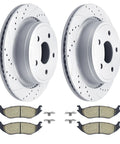 Dodge Ram 1500 Rear Brake Kit With 13.86 Inch Drilled And Slotted Rotors And Ceramic Pads For 5 Lug Fit Durango Aspen Includes Hardware 2