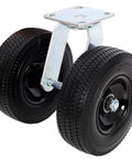 8 Inch Dual Flat Free Swivel Caster With 660 Lbs Load Capacity, 2.80 4 PU Foam Wheels, Roller Bearings, Zinc Plated Industrial Caster For Rough Floors And Fragile Equipment Transport