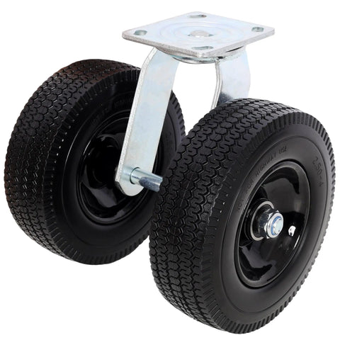 8 Inch Dual Flat Free Swivel Caster With 660 Lbs Load Capacity, 2.80 4 PU Foam Wheels, Roller Bearings, Zinc Plated Industrial Caster For Rough Floors And Fragile Equipment Transport