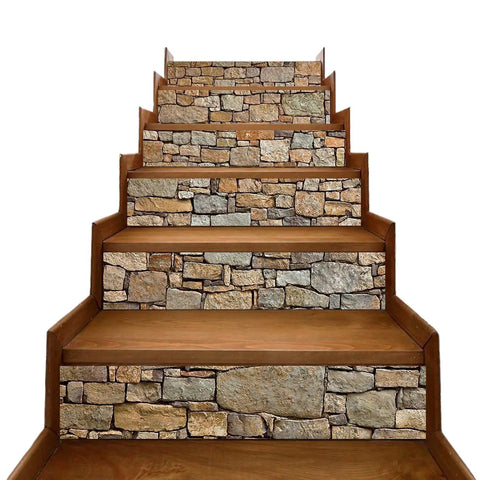 13 Strips Stair Stickers Vinyl Self Adhesive Staircase Decals Stone Pattern 39.37 By 7.08 Inch Each Strip For 13 Steps