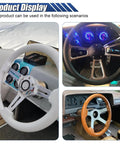 Top Shelf Steering Wheel Hub Adapter Spacer Kit Crafted From Heavy Duty Black Aluminum For Rock Solid Fitment And Sweet Daily Driver Handling Upgrade Your Cockpit Game Today, shown with various steering wheels inside cars.