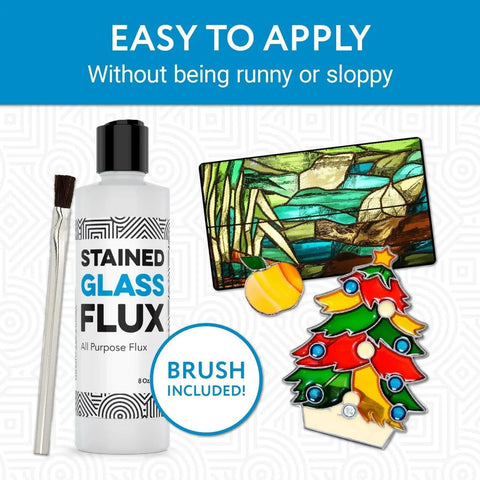 Liquid Zinc Flux For Stained Glass Soldering, 8 Oz Water Soluble Formula With Brush Included, stained glass designs