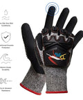 Lobster Diving Gloves With Kevlar Puncture Protection For Spearfishing And Ocean Adventures, True Cut Resistant Gear With Rubber Armored Knuckle Guard, Durable Padded Palm, Large Size shown with features