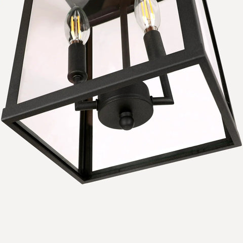 Heck Of A Solid Knockout Outdoor And Indoor Pendant Light With Sleek Black Steel Build And Clear Glass Shade showing open bottom socket.