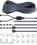 8mm Wide LED Strip Connector Kit 4 Pin RGB Rope Lights Gapless Solderless Clip With 32.8ft Extension Wire And L Shape PCB