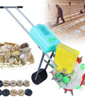 All In One Garden Seeder With Ten Seed Plates, No Bend Push Spreader for Precision Planting, Sowing Depth Six Centimeters, Stainless Steel Duckbill Tip
