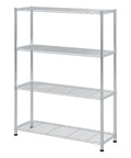 4 Tier Standing Adjustable Wire Shelving Unit With Fixed Feet For Rock Solid Stability And Wobble Free Storage, Silver Gray Finish