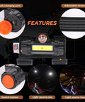 Rechargeable UTV Dome Light For Roll Bar Mount, USB Charging Interior Work Light features illustration