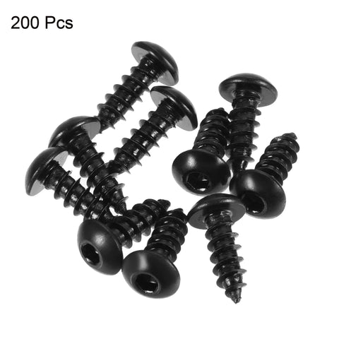 Hex Socket Self Tapping Screws M4 X 12mm Carbon Steel Wood Screws 200 Pieces Self Drilling Fasteners for Wood and Metal