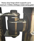 Heavy Duty Weld On Gate Hinges Pair With Sealed Bearings Built Tough Adjustable Yoke Pivot For Large Iron And Steel Gates Support Up To 1100lbs Per Pair Easy Install For Driveways And Security Gates, welded steel gate hinge close-up