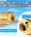 2-pack solid brass spring check valve, 1/2 in NPT female threads, inline water valve