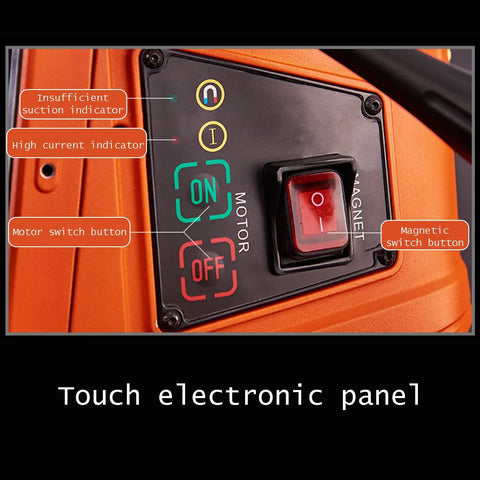 Touch electronic panel of Powerful 1500W Electric Magnetic Drill Press with motor and magnetic switch buttons.