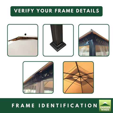Frame identification guide for Durable 350 Denier Beige Replacement Canopy Top For Windsor Dome 10x12 Gazebo Custom Fit