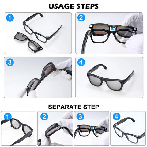 4Pcs Polarized Clip Set For Meta Wayfarer Gen 2 Smart Glasses RW4008 RW4012 L Frame UV Protection usage steps