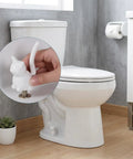 2 Piece Cat Design Toilet Bolt Covers In Crisp White Straight Up Premium Ceramic Screw Caps installation on toilet.