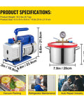 3CFM 1/4HP Vacuum Pump With Chamber For Household And Auto Air Conditioning Servicing, A Handy Refrigeration Vacuum Tool With 6L Chamber, Pro Grade, Durable, Easy To Use, Great For Maintenance And Repairs; product specs and use