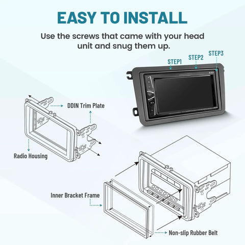 Double DIN VW Dash Kit With Wiring Harness For 2005 To 2015 Jetta Beetle CC Golf Passat Tiguan installation diagram