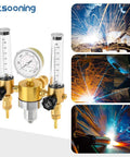 Mtsooning dual-output argon regulator with dual flow meters and central pressure gauge, brass body