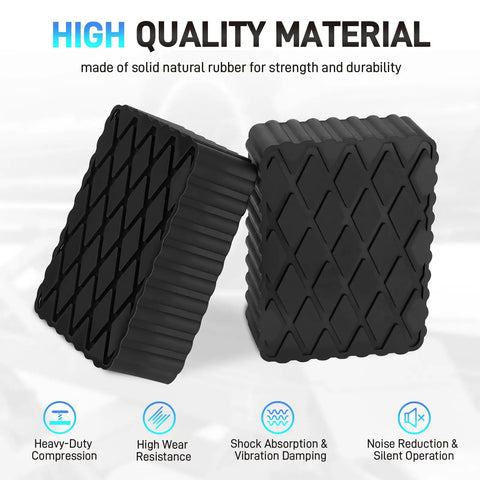 4 Pcs Auto Lift Pads Natural Rubber Jack Stand Blocks 6.375 Inch X 2 Inch, heavy duty support pads with diamond pattern.
