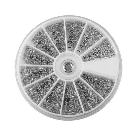 600 Piece Mini Screw And Nut Repair Kit With A Handy 3 Way Screwdriver Stainless Steel Fasteners in a divided case