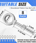 Built Like A Tank Heavy Duty 8 Pack 3/4 X 4 1/2 Inch Shoulder Eye Bolts With Nuts measuring 2.75 inch diameter for rigging.
