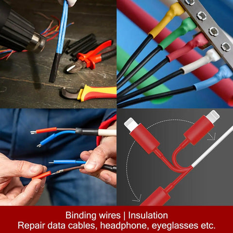 Handy 160 Piece Heat Shrink Tubing Kit with Seven Sizes in use for DIY electronics and auto wiring applications.