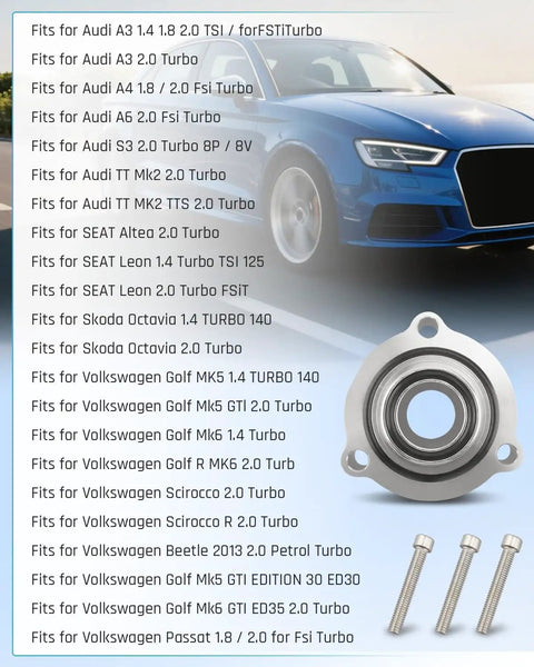 Volkswagen Blow Off Valve Spacer For Golf Passat 2.0T TSI TFSI Turbo Upgrade Fits Audi A3 A4 A6 with screws and car diagram