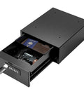 Heavy Duty Steel Under Desk Safe With Keypad Lock Featuring No Sweat Setup Hidden Slide Out Drawer to store cash and passport.