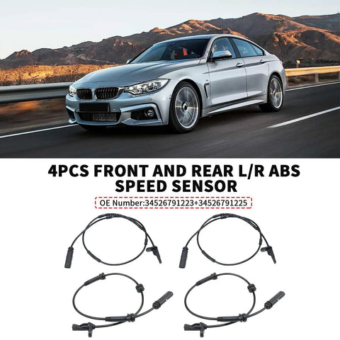 Four Piece Abs Wheel Speed Sensor Kit For Bmw Front And Rear Anti Lock Braking System, includes front and rear sensors.