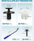 Premium 101 Piece Engine Undercover And Fender Retainer Clip Kit With Fastener Puller For Toyota Lexus Push Pin Rivets Bumper Grommets Liner Screws Slick Fit No Sweat Direct Swap Guarantee with clip sizes and fastener remover.