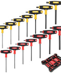 14 Piece Hex Key Set With T Handle Long Arm Allen Wrenches SAE And Metric, Heavy Duty Torque, Compact Storage Box visible