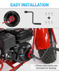 Upgraded Crank-Handle Pull Start Recoil Starter Assembly on mini bike, showing installation with extra bolts
