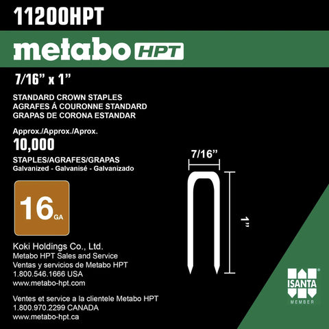 16 Gauge Galvanized Standard Crown Staples 7 16 Inch By 1 Inch For Framing And General Carpentry 10000 Count packaging