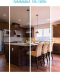 Modern kitchen lit by 4 Pack 4 Inch Gimbal LED Recessed Light With 3 CCTs 2700K 3000K 4000K 12W 100W Eqv IC Rated 1000 Lumen