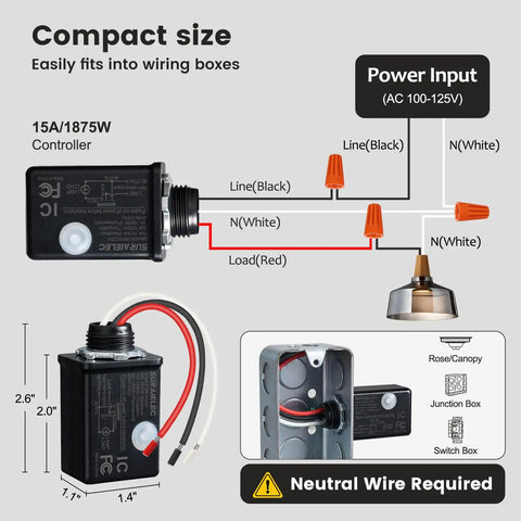 Diagram of Wireless Light Switch And Receiver Kit No Wiring Needed No WiFi Required 100 Ft Range 15A showing wiring setup.
