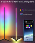 2 Pack Smart RGB Corner Floor Lamp 62.2 Inch Tall With App And Remote, Music Sync And Timer, with smartphone app display
