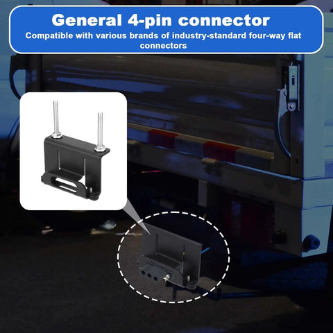 4 Way Trailer Wiring Harness Mounting Bracket Kit With Screws And Nuts, installed on a vehicle, enhanced view.