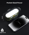 Movable Area Light For Camping And Emergencies Rechargeable 3200mAh Lantern with size dimensions beside a smartphone