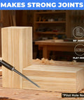 Pocket Hole Screws Assortment Kit 880 Pieces in use for strong wood joints with visible screw and 90-degree angle.