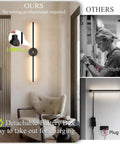Wireless Wall Sconces Set Of Two With 10000Mah Rechargeable Battery Cordless Lights showing a sleek black sconce in a modern interior.