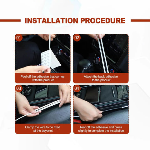 Installation steps for Car Cable Concealer Sleeve Kit With Adhesive Covers For USB And Audio Video Cables Flexible PVC Wire Sleeves.