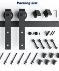 EaseLife 8 Ft Sliding Barn Door Hardware Track Kit With Basic J Ball Bearing Pulley Smooth Quiet Rolling For 40 To 48 Inch Wide Single Door Aluminum Black Powder Coated Anti Corrosion Finish Easy Install components shown.