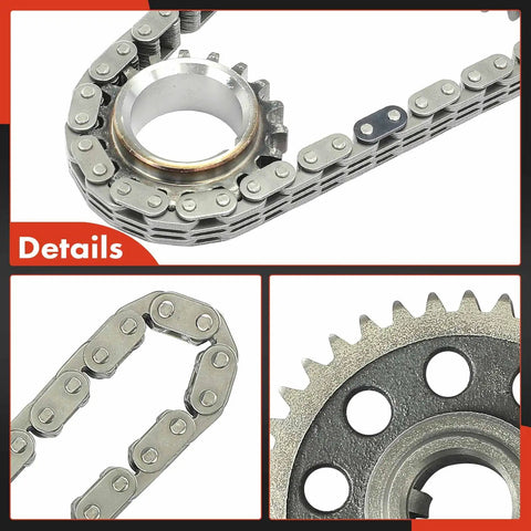 Close-up of 3 Piece Timing Chain Kit With Sprocket For Ford Ranger 1999 To 2008 Taurus 1999 To 2006 2007 Windstar components